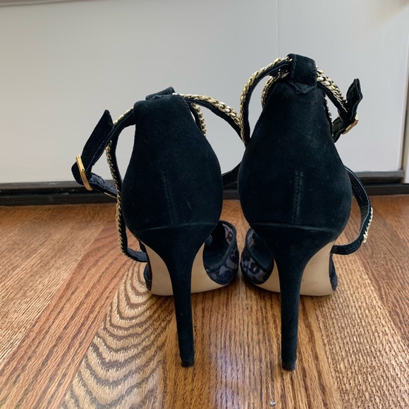 Guess Pointy Toe Suede Lace Chain Stiletto Pumps 9 - Picture 6 of 16